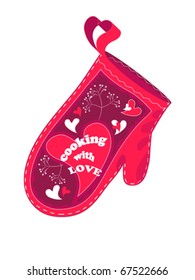 Valentine Postcard With Red Oven Glove.