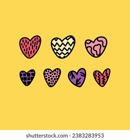 Postcard de San Valentín, vector, en estilo de los años 90, doodle, 14 de febrero