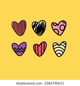 Postcard de San Valentín, vector, en estilo de los años 90, doodle, 14 de febrero