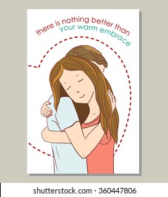 Valentine postcard young couple is hugging vector