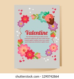 valentine poster with flat style strawberry