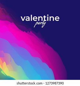 Valentine poster with full color and abstract fluid background design.