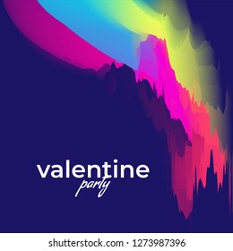 Valentine poster with full color and abstract fluid background design.