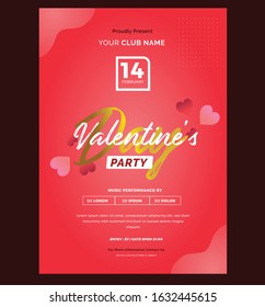 Valentine poster party, club party design, editable, vector.