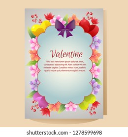 valentine poster template with colorful flower