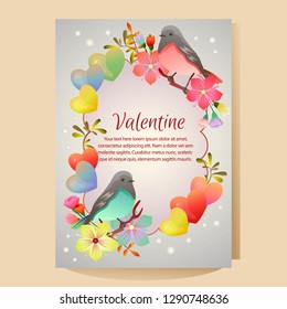 valentine poster template with couple bird
