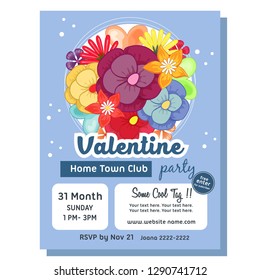 valentine poster template with floral theme