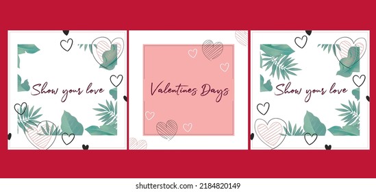 
valentine posts modern social media, for modern advertising use vector lines