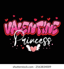 Valentine Princess t-shirt design. You will get a high-quality EPS file.