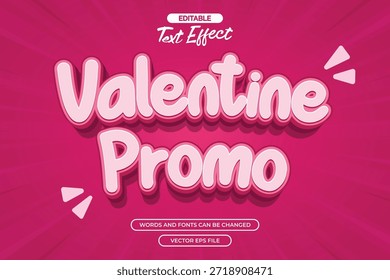 Valentine promo editable text effect with pink cartoon text style and with pink comic background