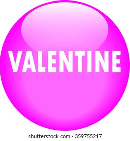 VALENTINE pure pink color round glossy push button, gel like, isolated on white background, fully editable vector illustration EPS 10