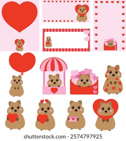 Valentine quokka, romantic quokka illustration