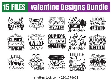 valentine Quotes svg Bundle. Quotes about valentine, valentine cut files Bundle of 15 svg eps Files for Cutting Machines Cameo Cricut, valentine Quotes