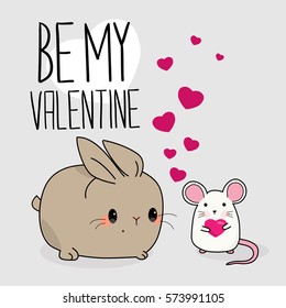 Valentine rabbit and mouse