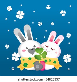 Valentine rabbit in snowy day