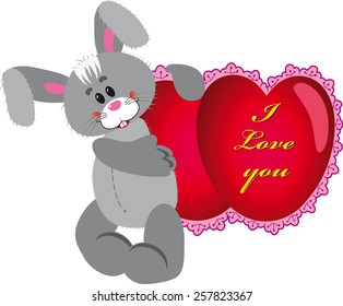 valentine with a rabbit that keeps red heart