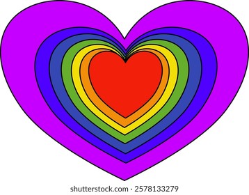 Valentine Rainbow  hand drawn heart 