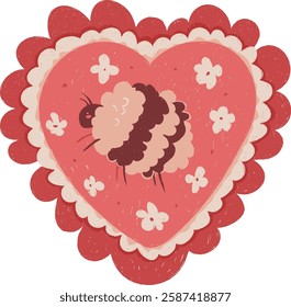 Valentine, Red Heart Card Bee Bumblebee Insect Print