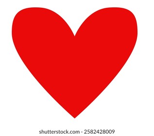 Valentine Red Heart Icon. The image features a simple, bright red heart icon against a white background. The heart is drawn in a classic, rounded shape with a slightly uneven outline, giving it a hand