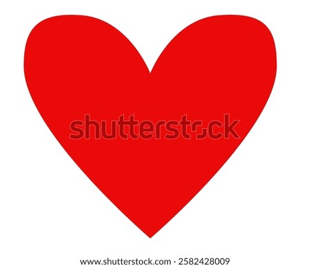 Valentine Red Heart Icon. The image features a simple, bright red heart icon against a white background. The heart is drawn in a classic, rounded shape with a slightly uneven outline, giving it a hand