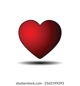 Valentine red heart icon, love symbol icon set, love symbol vector, on white background.