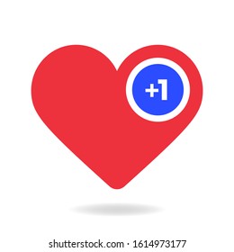 Valentine red heart Like counter, comment follower and notification symbol, UI vector illustration isolated on white background