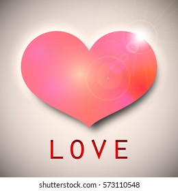 Valentine red heart on background. Simple heart icon vector EPS-10