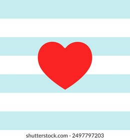 Valentine red heart on Navy blue stripes texture