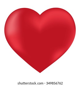 Valentine red heart on a white background. Romantic card for Valentine's Day. Isolated object, vector