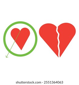 Valentine red heart shape Isolated illustration
