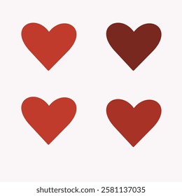 Valentine red love icon set illustration 