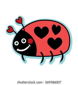 Valentine red love lady bug with heart polka dots