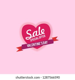 Valentine red sale heart on clean background. Simple heart icon vector