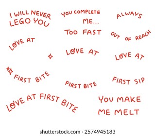 Valentine red text phrase collection 