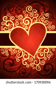 Valentine red vector floral illustration.