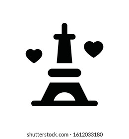 valentine related love and romance Eiffel tower with heart vector in solid design