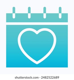 valentine Related Love And Romance Heart On Calendar, Isolated Gradient Vector Icon.