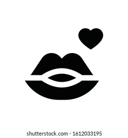 valentine related love and romance kiss with heart vector in solid design