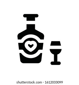 valentine related love and romance wine bottle with glass vector in solid design