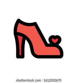 valentine related love and romance women shoes with heart vector with editable stroke