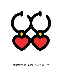valentine related love and romance women earrings vector with editable stroke