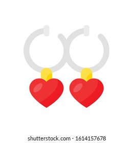 valentine related love and romance women earrings vector in flat design