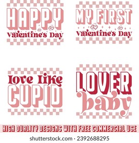 Paquete de diseño retro de San Valentín y descarga digital