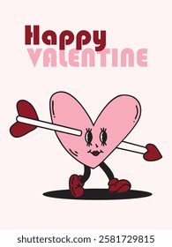 valentine retro design cute character