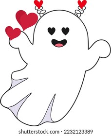 Valentine Retro Ghost with Heart.
It can be used on T-Shirt, labels, icons, Sweater, Jumper, Hoodie, Mug, Sticker