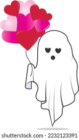 Valentine Retro Ghost with Heart.
It can be used on T-Shirt, labels, icons, Sweater, Jumper, Hoodie, Mug, Sticker