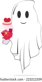 Valentine Retro Ghost with Heart.
It can be used on T-Shirt, labels, icons, Sweater, Jumper, Hoodie, Mug, Sticker