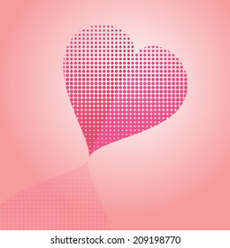 Valentine retro heart halftone and reflection, Vector illustration