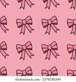 Valentine ribbon pattern seamless pink color