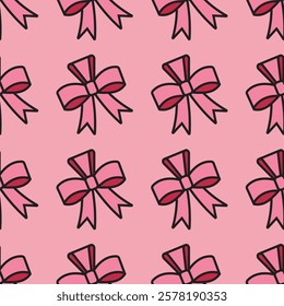Valentine ribbon pattern seamless pink color